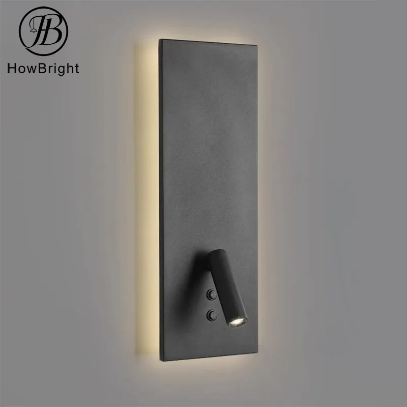 Aluminum Indoor Wall Lamp IP20 White Black Square Night Light with Switch Rotating Led Reading Bed Wall Light