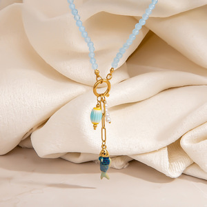 Collier en acier inoxydable avec pendentif fleur pour femme, chaîne de clavicule tendance pour l'été, bijoux de fête - Product Image 3