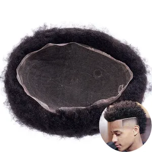 Afro Toupee per uomo parrucca Toupee in pizzo pieno non rilevabile protesi per capelli maschili 6 "parrucca riccia per unità di sistema