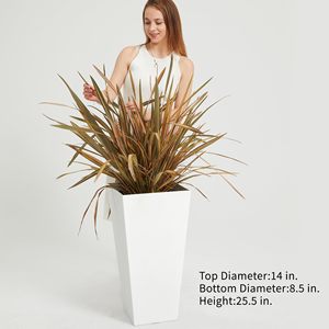 <span class=keywords><strong>Vasi</strong></span> di <span class=keywords><strong>fiori</strong></span> in plastica 2 pezzi fioriera quadrata con struttura opaca bianca per Patio sul portico anteriore - Product Image 2