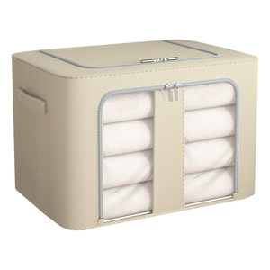 High Quality Clothing Stackable <b>Storage</b> Bag <b>Bins</b> 2 Windows Home Closet Organizer Steel Frame Folding <b>Storage</b> Box - Product Image 1