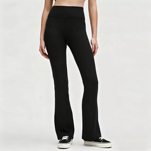 <span class=keywords><strong>Pantaloni</strong></span> Yoga Antibatterici in Cotone di Bambù <span class=keywords><strong>a</strong></span> Gamba Larga per Donne, Leggings <span class=keywords><strong>a</strong></span> <span class=keywords><strong>Vita</strong></span> Alta Traspiranti, Abbigliamento Sportivo - Product Image 4