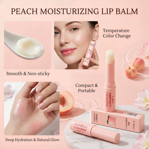 Baume à lèvres hydratant naturel en stick, teinté, changeant de couleur selon la température, pêche, maquillage quotidien, logo personnalisé, vente en gros - Product Image 5