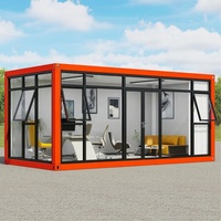 Edificio de Oficinas Modular Prefabricado de 20 Pies con Muro Cortina de Vidrio, Casa Contenedor Pequeña de Bajo Costo para Uso en Talleres y Oficinas