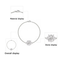Bracelet de luxe en argent 925 plaqué platine à maillons pour femme, avec zircon perlé serti griffe, cadeau personnalisé pour mariage ou fête