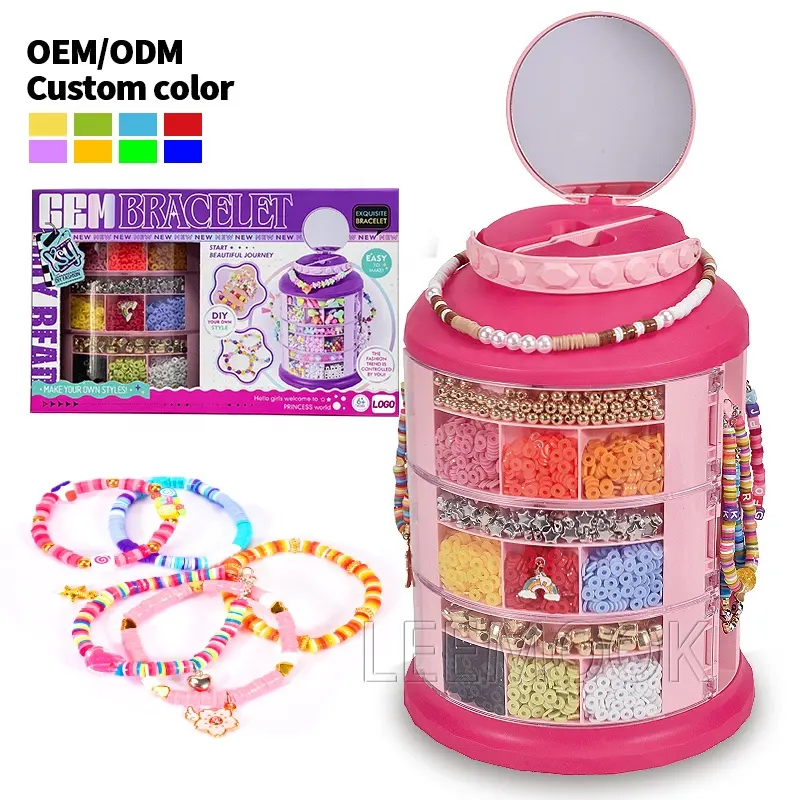 लीमूक कस्टम फैशन DIY मोती किट सहायक उपकरण लड़कियों के आभूषण कंगन खिलौने रंगीन मनका सेट बनाना