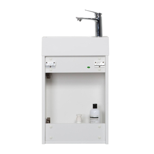 Meuble-lavabo compact moderne blanc autoportant à porte simple avec vasque <span class=keywords><strong>en</strong></span> céramique intégrée pour salle de bain de petite taille - Product Image 6