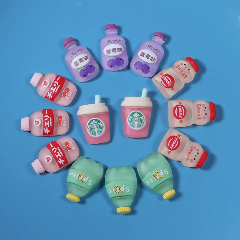 Miniatur Belakang Datar Diy Jimat Resin Botol Susu Jus Blueberry untuk Dekorasi Casing Ponsel Aksesori Ornamen