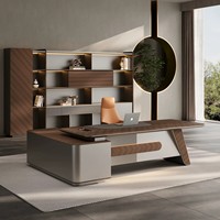 Nouvelle table de direction en L haut de gamme, combinaison bureau et chaise de bureau de luxe léger, avec armoire auxiliaire pour espace de direction supérieure