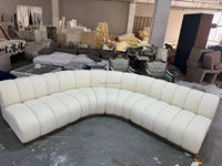 Canapé de salon confortable de style moderne, canapé modulaire blanc à boucle, rembourrage en peau de mouton, canapé sectionnel en L Sherpa