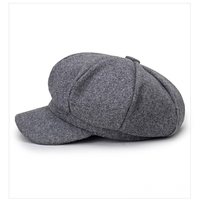 Vente en gros de béret rétro en polyester vintage d'automne, chapeaux de fête, style anglais plat en extérieur, casquettes de peintre en melon roulées en citrouille