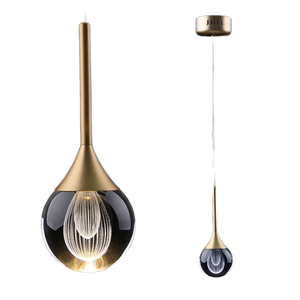 Modern Dimmable LED Pendant <b>Light</b> Gold Brass Round Glass <b>Shade</b> E14 Bulb Warm White 3500K Living Room Chandelier - Product Image 1