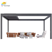 Pergola bioclimatique extérieure à toit en aluminium automatique télécommandé, lamelles rétractables, revêtement poudré, pour jardin et terrasse