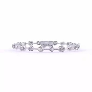 Bracelet en or blanc avec diamants naturels ronds pour femmes, jonc en moissanite, diamants de laboratoire, bijoux fins - Product Image 4
