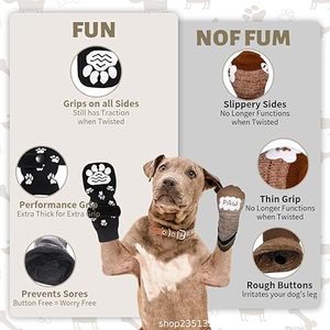 Chaussettes antidérapantes souples pour chien, contrôle de la traction pour l'intérieur sur sols en bois dur, protection des pattes d'hiver pour animaux de compagnie, chaussettes antidérapantes pour chien avec sangles - Product Image 5