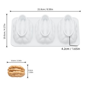 3-Cavity Peanut Walnut Cake Silicone <b>Mold</b> For Baking Chocolate Mousse Desserts Home Use - Product Image 4