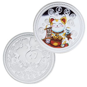 Moneda Conmemorativa Personalizada de Gato de la Suerte, Bañada en Plata, Fundida a Presión, Impresa a Color, Feng Shui, Riqueza y Prosperidad, Coleccionable - Product Image 1