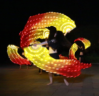1 paire de éventails lumineux LED de danse du ventre de 150 cm, voile lumineux, éventails à main, accessoires de scène pour la danse de louange et de la louange