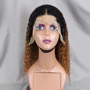 Color rubio rizado <span class=keywords><strong>Afro</strong></span> frontal brasileño 12A Peluca de pelo crudo virgen Bob corto textura de onda profunda HD pelucas frontales suizas transparentes - Product Image 4