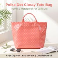 Sac fourre-tout à pois en PVC avec fermeture éclair, doublure en polyester, imperméable, grande capacité, chic, pour filles, sac à main portable