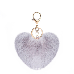 Porte-clés <span class=keywords><strong>pompon</strong></span> cœur en peluche léopard doux de 10 cm pour mariage, Noël, voiture, sac - Vente en <span class=keywords><strong>gros</strong></span> - Product Image 1