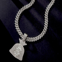 Bonbon de Glace Personnalisé Diamant Dollar Pièce Argent Sac Pendentif Diamant Cubain Collier Hip Hop Rap Bijoux