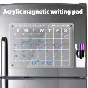 Customized Monthly Dry Erase Reusable Planner Clear Whiteboard Acrylic Magnetic Calendar for Fridge Magnets