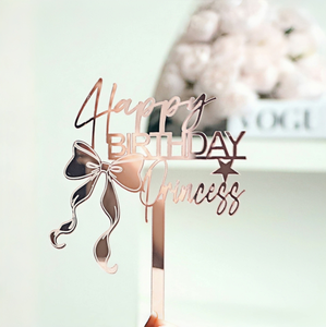 La dernière décoration de gâteau d'anniversaire en acrylique style Ins, nœud de princesse, accessoire pour gâteau d'anniversaire - Product Image 5
