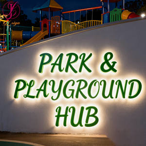 Enseigne <span class=keywords><strong>LED</strong></span> rétroéclairée pour parc relaxant, lettres 3D en acrylique, logo personnalisé, signalétique métallique, panneau lumineux extérieur pour parcs publics - Product Image 1