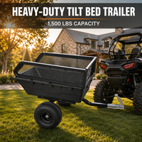 Remorque utilitaire tout-terrain robuste avec plateau inclinable - 1500 lb, pneus tout-terrain de 18 pouces, côtés en maille amovibles