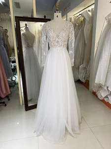 2025 nuevo personalizado elegante cuello pico espalda descubierta nupcial A-line vestido <span class=keywords><strong>de</strong></span> novia bordado vestido <span class=keywords><strong>de</strong></span> novia para <span class=keywords><strong>boda</strong></span> <span class=keywords><strong>Civil</strong></span> Simple - Product Image 5