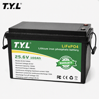 Batterie au lithium 100Ah 25,6V 2,56kWh au phosphate de fer rechargeable avec borne M8 pour utilisation en camping-car, marine, chariot de golf et système de panneaux solaires