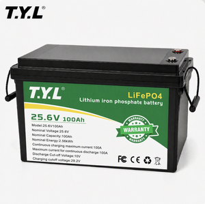 Batterie au lithium 100Ah 25,6V 2,56kWh au phosphate de fer rechargeable avec borne M8 pour utilisation en camping-car, marine, chariot de golf et système de panneaux solaires - Product Image 1