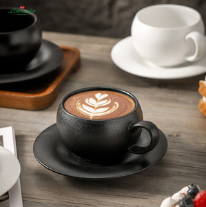 Taza <span class=keywords><strong>de</strong></span> <span class=keywords><strong>Café</strong></span> <span class=keywords><strong>de</strong></span> Cerámica Negra y Blanca Estilo Japonés <span class=keywords><strong>de</strong></span> 300 ml, Retro, Mate, con Platillo, Forma <span class=keywords><strong>de</strong></span> Huevo, para Latte, <span class=keywords><strong>Café</strong></span>, Leche, Té - Product Image 2