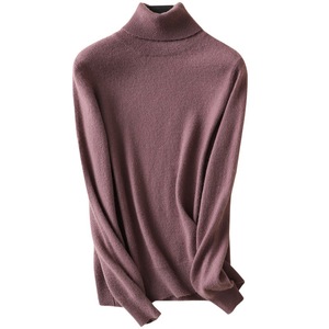 Maglione a collo alto donna autunno inverno 100% in pura lana in stile coreano Cashmere lavorato a <span class=keywords><strong>maglia</strong></span> <span class=keywords><strong>maglia</strong></span> <span class=keywords><strong>maglia</strong></span> maglione con risvolto all'ingrosso - Product Image 5