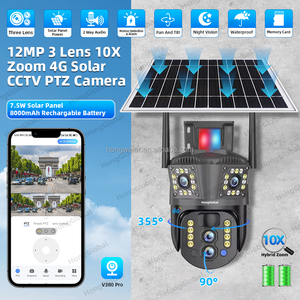 Hongglobal 12MP V380 <span class=keywords><strong>Pro</strong></span> 3 ống kính 10x Zoom 6K 4G không dây năng lượng mặt trời Powered PTZ surveil máy ảnh ngoài trời an ninh CCTV 4G năng lượng mặt trời máy ảnh - Product Image 2