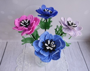 <span class=keywords><strong>Bouquet</strong></span> de fleurs artificielles perlées Anémone, centre de table de mariage, fleurs éternelles pour cadeaux de mariage et remerciement des enseignants - Product Image 1