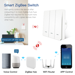 Tuya 1/<span class=keywords><strong>2</strong></span>/3ギャングスマートウォールスイッチプッシュボタンジグビーAPPリモコンGoogleHome Acho互換250VEU MOESファクトリーダイレクト - Product Image 6