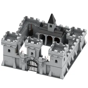 MOC5001-puerta de ciudad Medieval de guerra militar, esquina de pared de ciudad, linterna de ángulo recto, accesorios de armas, bloques de construcción, juguete educativo para niños