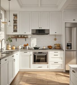 Armoire de cuisine en bois Villa Appartement Hôtel Style moderne Armoire générale avec îlot - Product Image 2