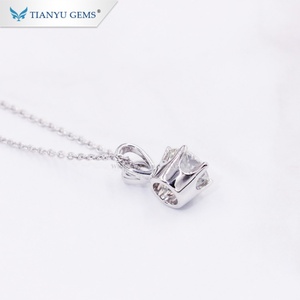Tianyu Gems Conception Personnalisée Bijoux Mossanite 0.5CT VVS Solide Or Blanc Diamant Moissanite 14K Femmes Collier - Product Image 3