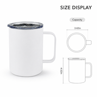 Mug de sublimation isotherme à double paroi en acier inoxydable blanc vierge de 12 oz avec couvercle coulissant pour café, eau et boissons, idéal pour les voyages - Vente en gros