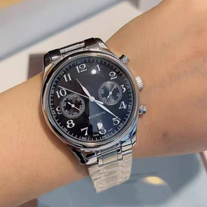 Men's <b>Automatic</b> Mechanical Watch <b>Chronograph</b> Pointer Dial Stainless Steel Case Sapphire Crystal Glass 50m Water High-end Watch - Product Image 1