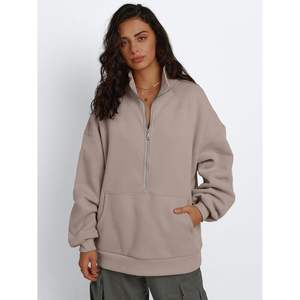 Trendy 2024 Fall/Winter Fashion Queen Womens Half Zip Oversized Pullover <b>Sweatshirts</b> Casual Long Sleeve Daily Style Size 4XL - Product Image 5