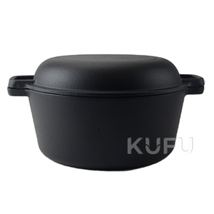 Casserole <span class=keywords><strong>en</strong></span> <span class=keywords><strong>fonte</strong></span> émaillée <span class=keywords><strong>noire</strong></span> mate 2-<span class=keywords><strong>en</strong></span>-1, faitout néerlandais à double émail - Product Image 2
