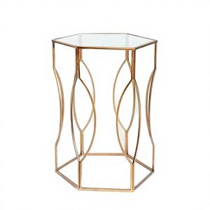 Table basse moderne en métal avec structure en fer et plateau en verre, design réglable - Product Image 4