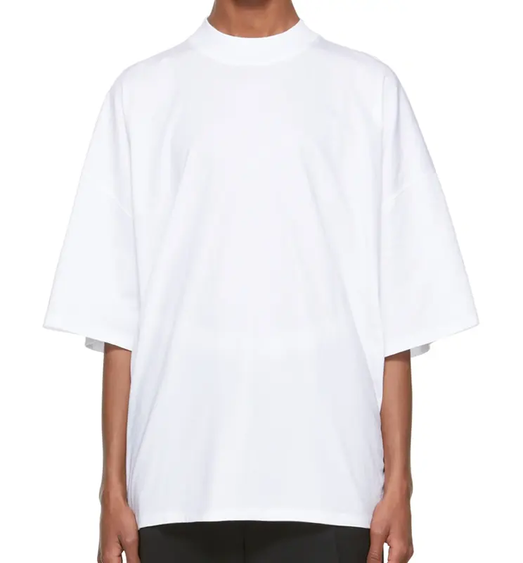 Custom Zeefdruk Oversized T-Shirt Man Boxy Fit Effen Halve Mouw Zwart Met Wit Katoenen T-Shirt Voor Mannen