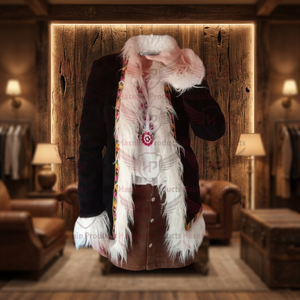 New Women's Retro <b>Afghan</b> Overcoat Trench <b>Coat</b> Genuine Leather Suede Faux Fur Trim Long Outerwear - Product Image 3
