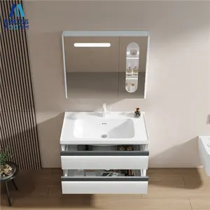 Sanitary ware bathroom furniture washbasin cabinet pvc waterproof modern hotel wall hung bathroom vanity