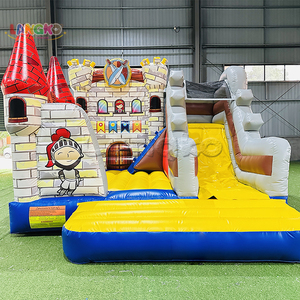 Nouveau design Château gonflable commercial Ritterburg avec toboggan, Hupfburg Ritterburg Mit Rutsche, Combo château gonflable et toboggan - Product Image 1